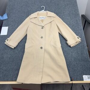 Vintage Marshall Field & Company Coat Womens M Tan 100% Cashmere Long